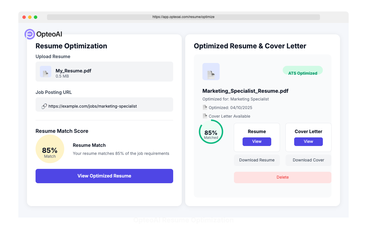 OpteoAI - AI Powered Resume & Job Assistant